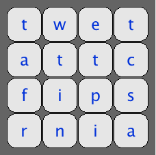 Boggle 2017 refresh Write down as many words as can be find on the grid. 